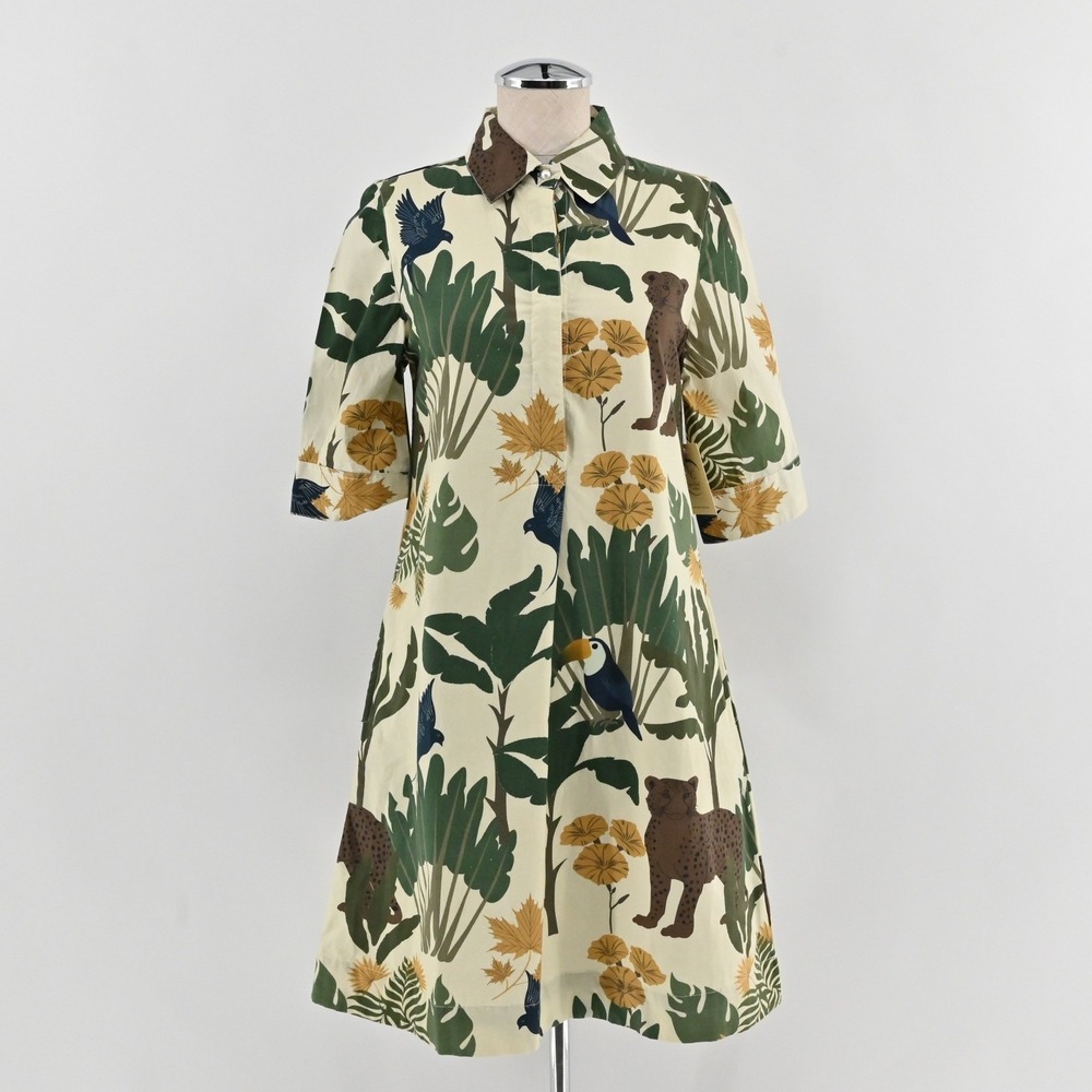 Just Darviny Oberoi Dress Womens Size XXS Jungle Cotton Tropical Safari Mini